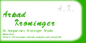 arpad kroninger business card