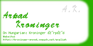 arpad kroninger business card